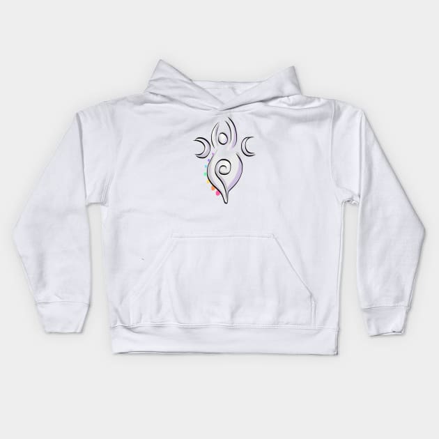 Spiral Goddess T-Shirt Three Symbol Wiccan Pagan and Chakras - on light Kids Hoodie by BeesEz